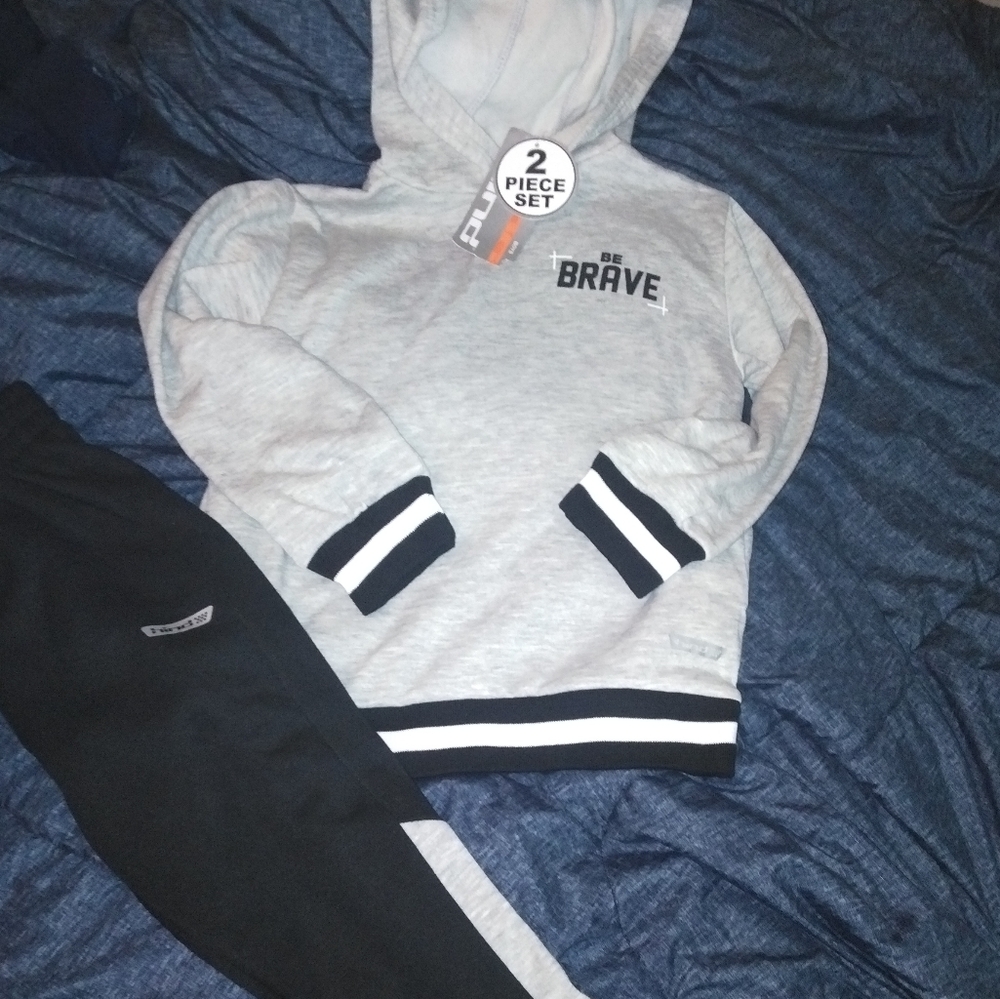 Kids Gray and Black Sweatshirt and Pants Set